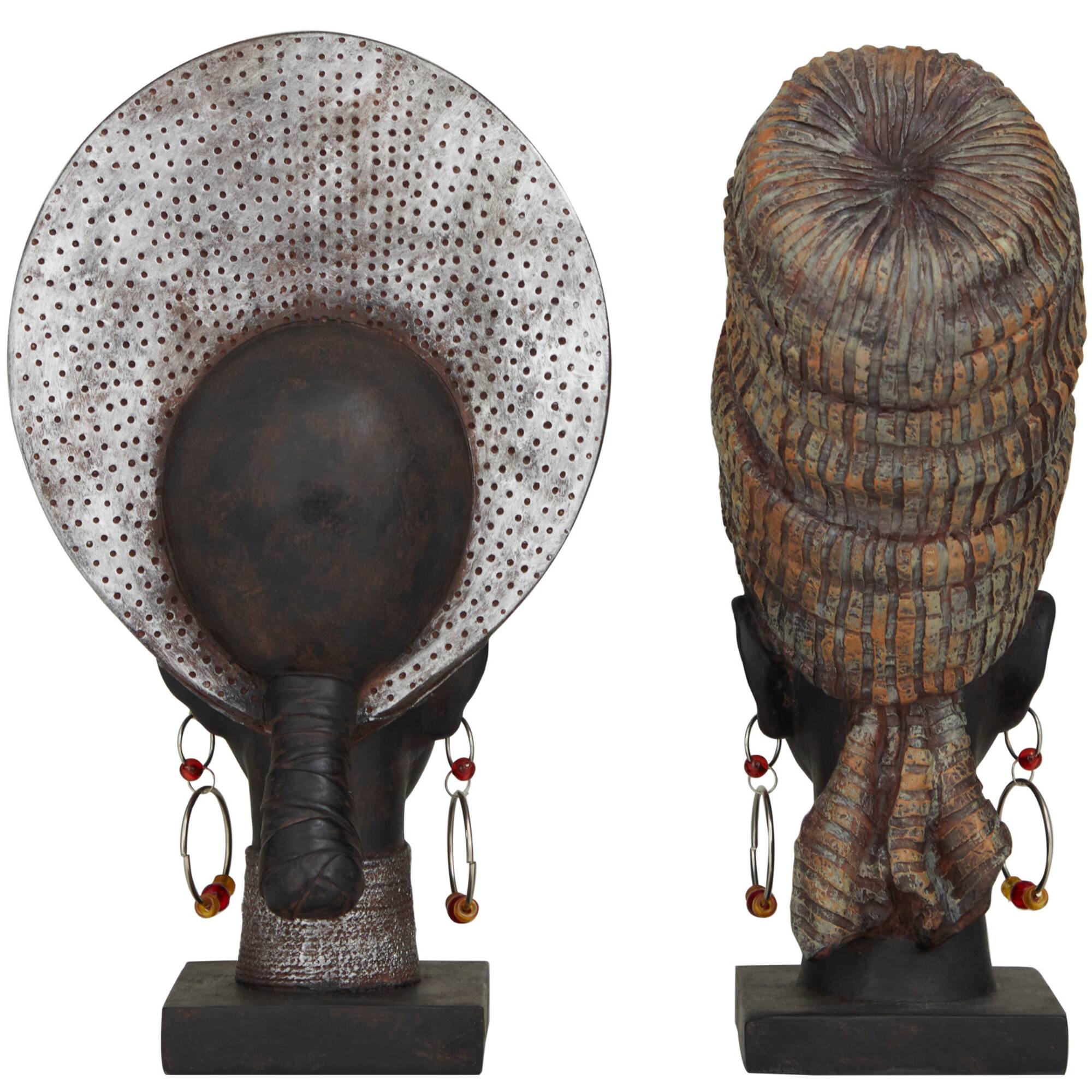 Black Polystone African Inspired Women Sculpture Set
